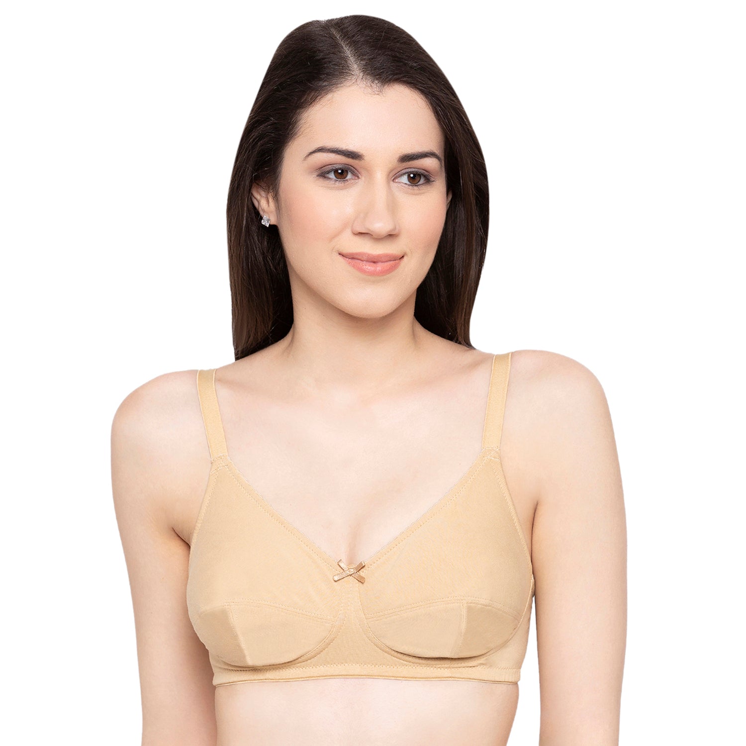 Non-Padded Wirefree Full Coverage Full Support Cotton Bra Nude - CSOL05