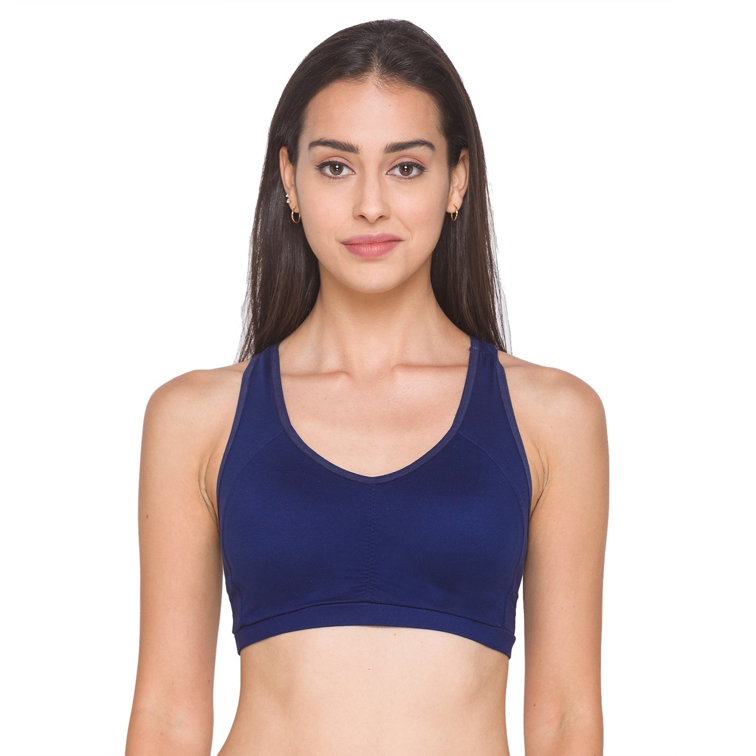Candyskin Nylon Solid Lightly Padded Sports Bra Navy Blue CSSPORT05